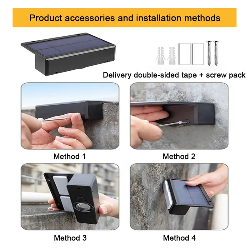 Luces solares LED para jardín, potentes y brillantes, para exteriores, con luz solar directa, IP65, lámpara de pared impermeable para patio, jardín, balcón y valla.