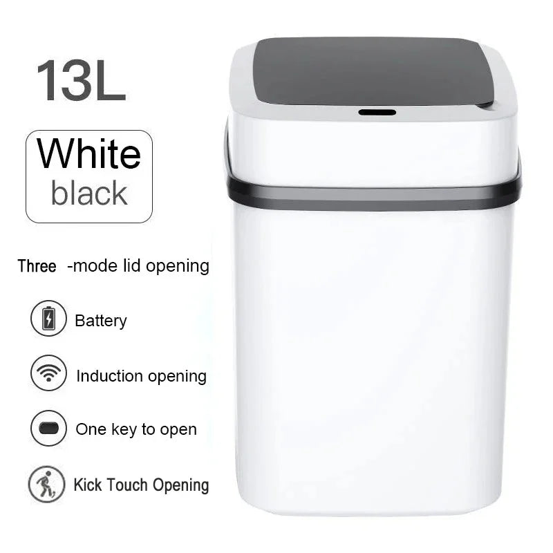 Cubo de basura automático inteligente de 13/15 litros para cocina y baño con tapa y sensor inteligente.