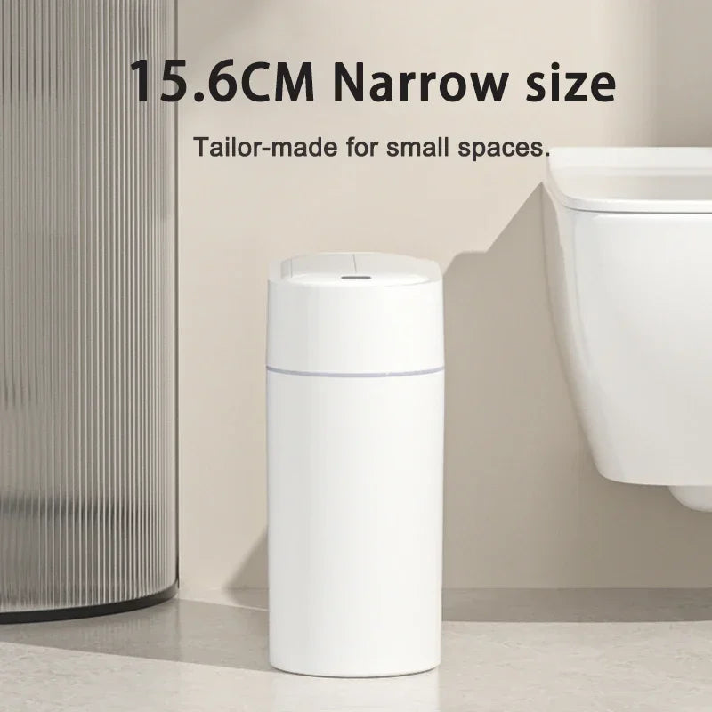 Cubo de basura inteligente con sensor y tapa, 7/9 litros, para montaje en pared, automático, con ranura estrecha, para inodoro, cocina o inducción.
