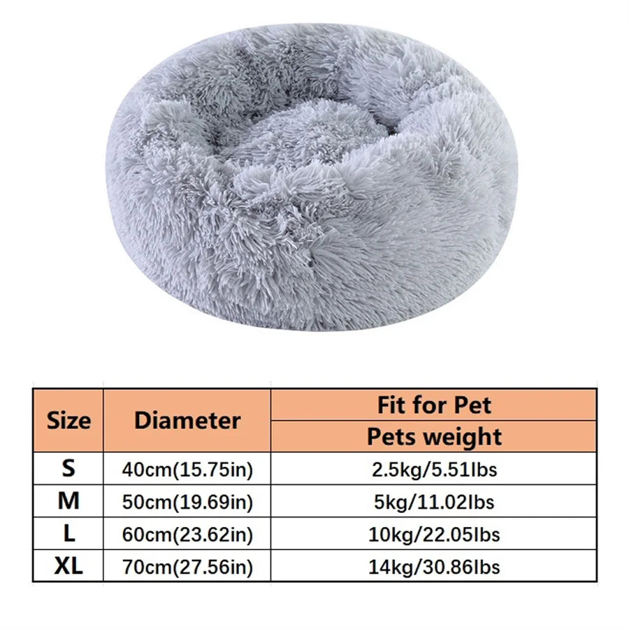 Cama suave para mascotas, almohadilla de felpa cálida de piel sintética para perros, cama relajante tipo donut redonda, cómoda para dormir, lavable, para perros y gatos pequeños y medianos.