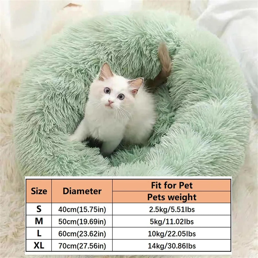 Cama suave para mascotas, almohadilla de felpa cálida de piel sintética para perros, cama relajante tipo donut redonda, cómoda para dormir, lavable, para perros y gatos pequeños y medianos.