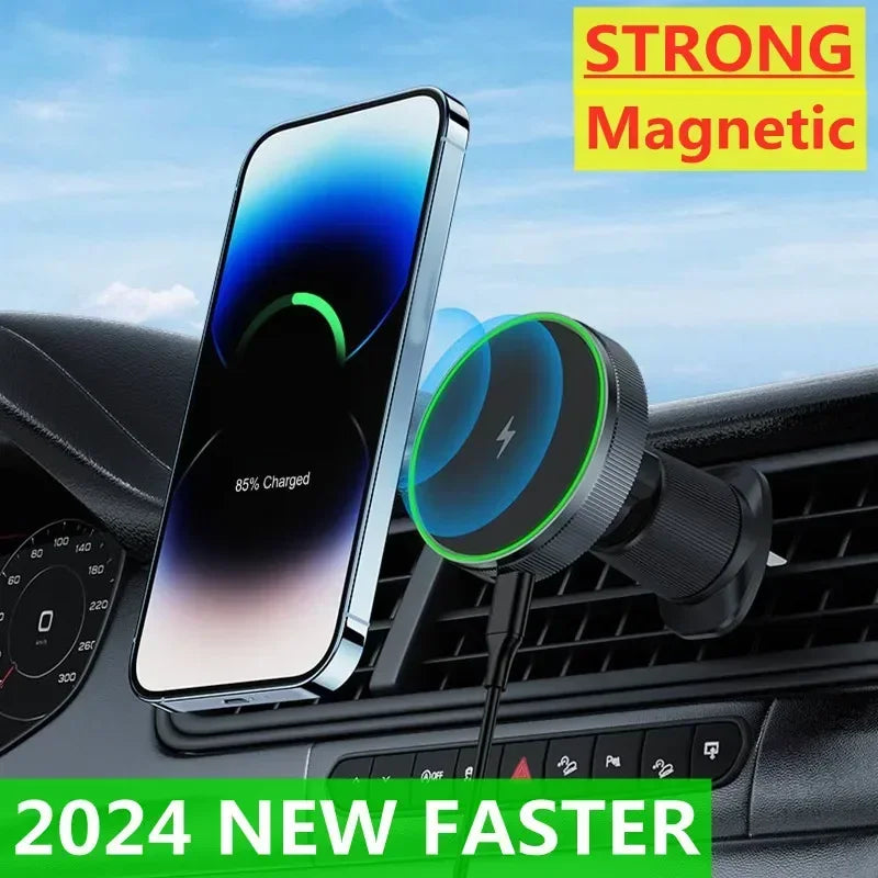 Soporte magnético para cargador inalámbrico de coche, soporte magnético para teléfono de coche, estación de carga rápida para iPhone 15, 14, 13, 12, 11 Pro Max