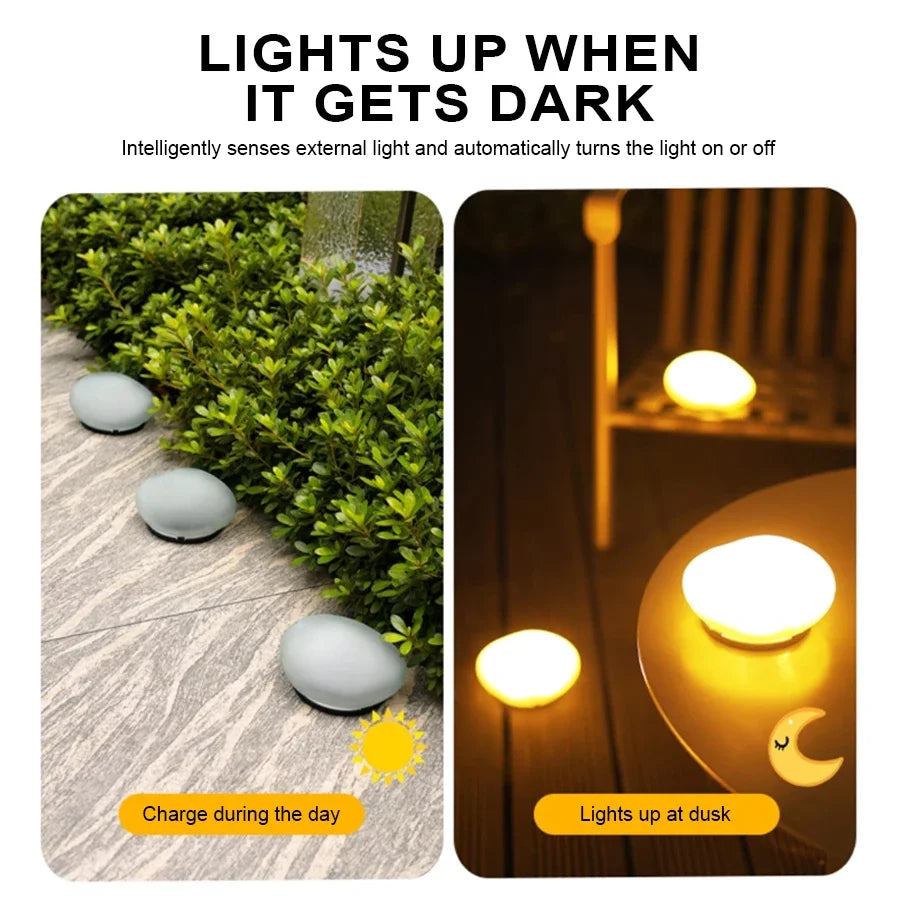 Luces solares para jardín, exteriores, impermeables, con forma de piedra y alimentadas por energía solar, luces de paisajismo para jardín, camino, patio y césped.