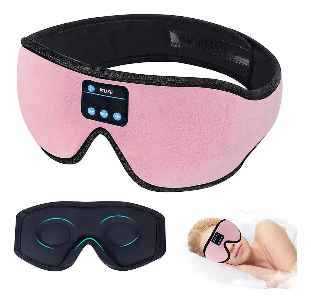 Auriculares para dormir 3D Bluetooth 5.0 con diadema, inalámbricos, transpirables, con antifaz musical, ideales para quienes duermen de lado y para viajes en avión.