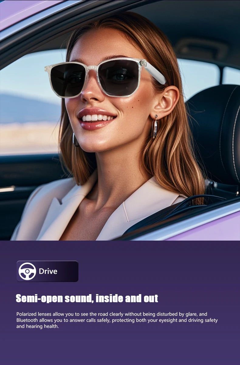 Gafas inteligentes GS03 mejoradas con cámara, grabación de vídeo, reconocimiento fotográfico por IA, traducción de llamadas por Bluetooth y asistente de voz.