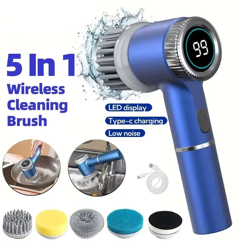 Cepillo de limpieza eléctrico inalámbrico potente, resistente al agua IPX7.