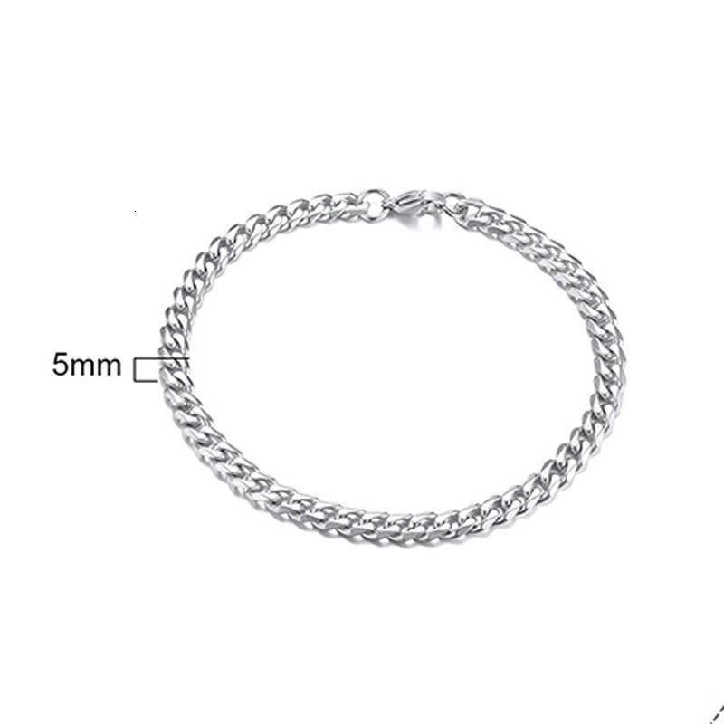 Pulsera de cadena cubana para hombres, mujeres y parejas, pulseras de acero inoxidable de 3 a 11 mm para novio, esposo o amante.