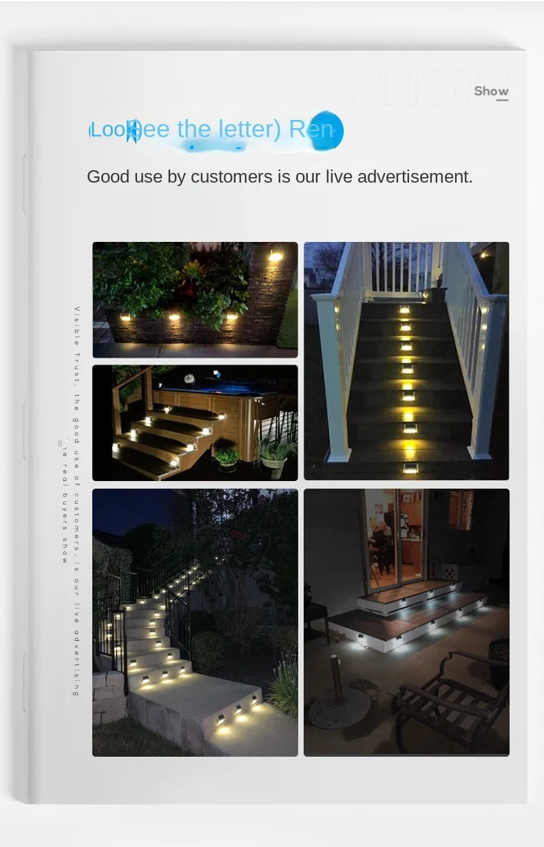 Lámpara solar de jardín para exteriores, decoración de jardín, luz para escaleras, luz para patio, luz de pared para paisaje