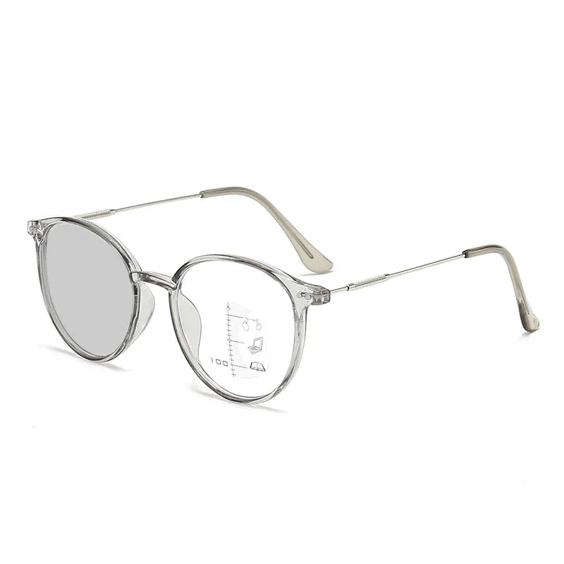 Gafas de lectura fotocromáticas inteligentes unisex redondas progresivas multifocales para presbicia, con acabado para visión de cerca y de lejos, bifocales
