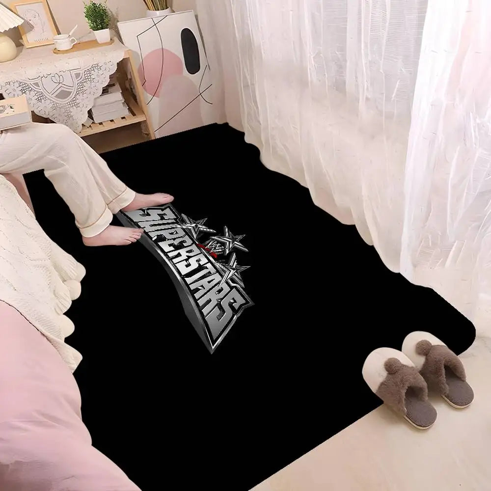 Alfombra de dormitorio y baño retro con diseño de estrella de lucha libre de la WWE.