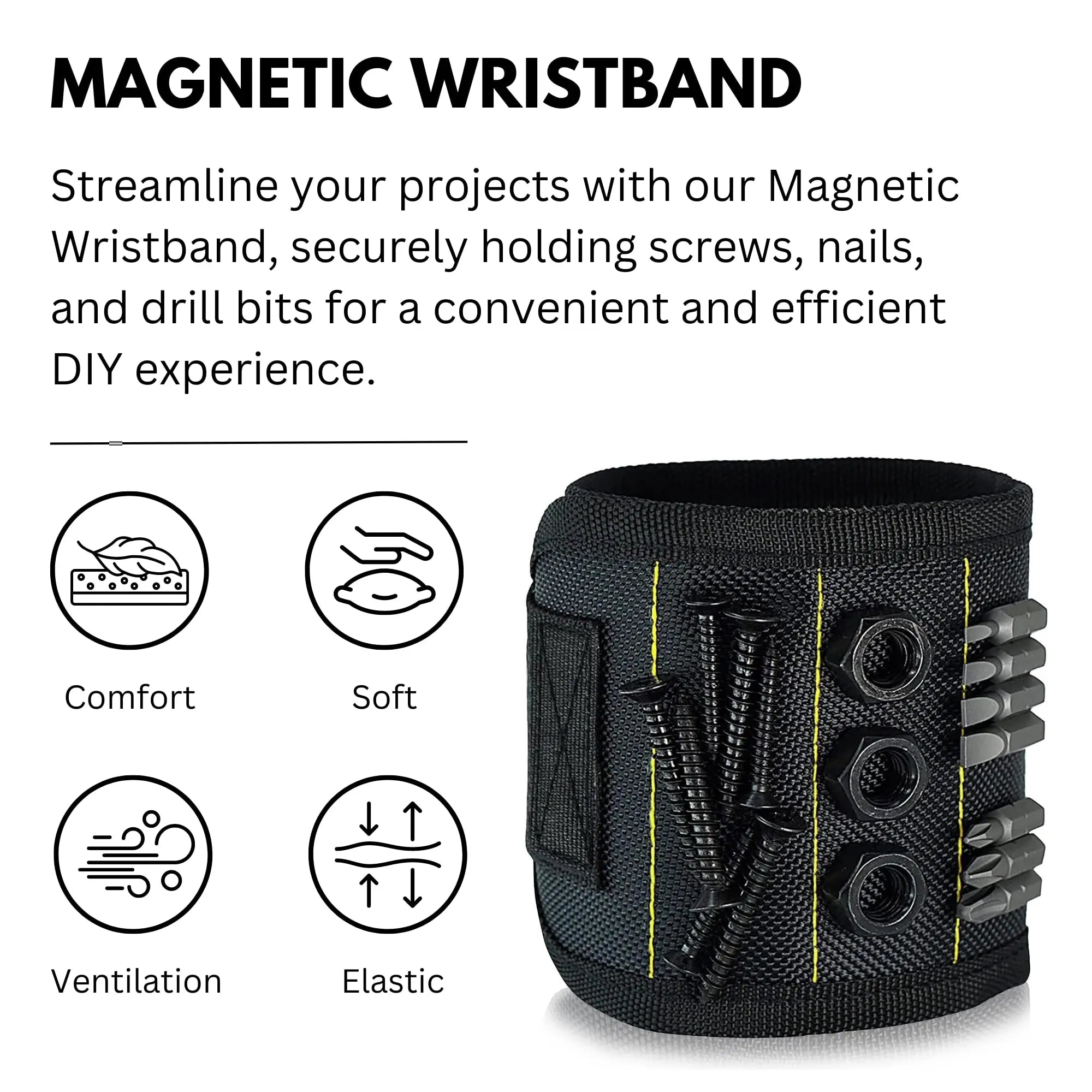 Pulsera magnética con 10 imanes potentes, herramienta de reparación para la muñeca, accesorios para tornillos, clavos, pernos, taladros y sujetadores. Bricolaje.