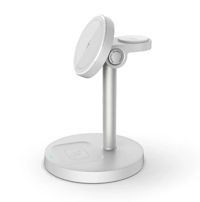 Estación de carga inalámbrica magnética 3 en 1 de 15 W para MagSafe iPhone 17 16 15 14 13 iWatch 10/9/8/7/6 AirPods Pro Cargador rápido de viaje