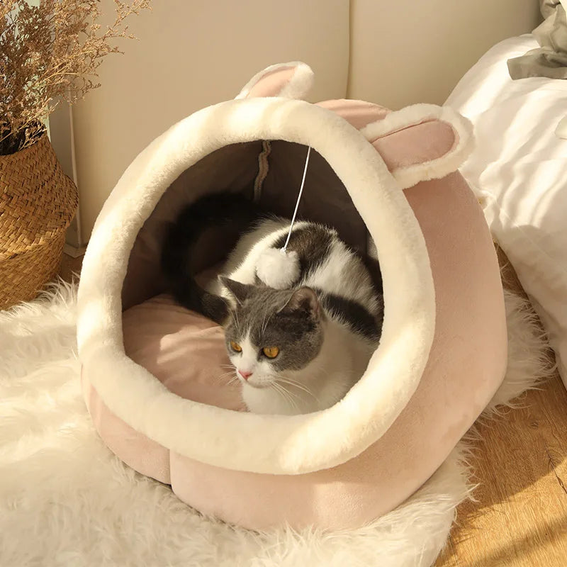 Cama para gatos Deep Sleep con diseño de dibujos animados, cama plegable, extraíble y lavable para mascotas, ideal para perros pequeños. Cama tipo cueva para gatos.