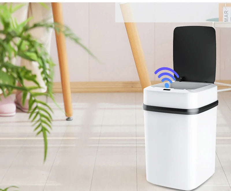 Cubo de basura automático inteligente de 13/15 litros para cocina y baño con tapa y sensor inteligente.