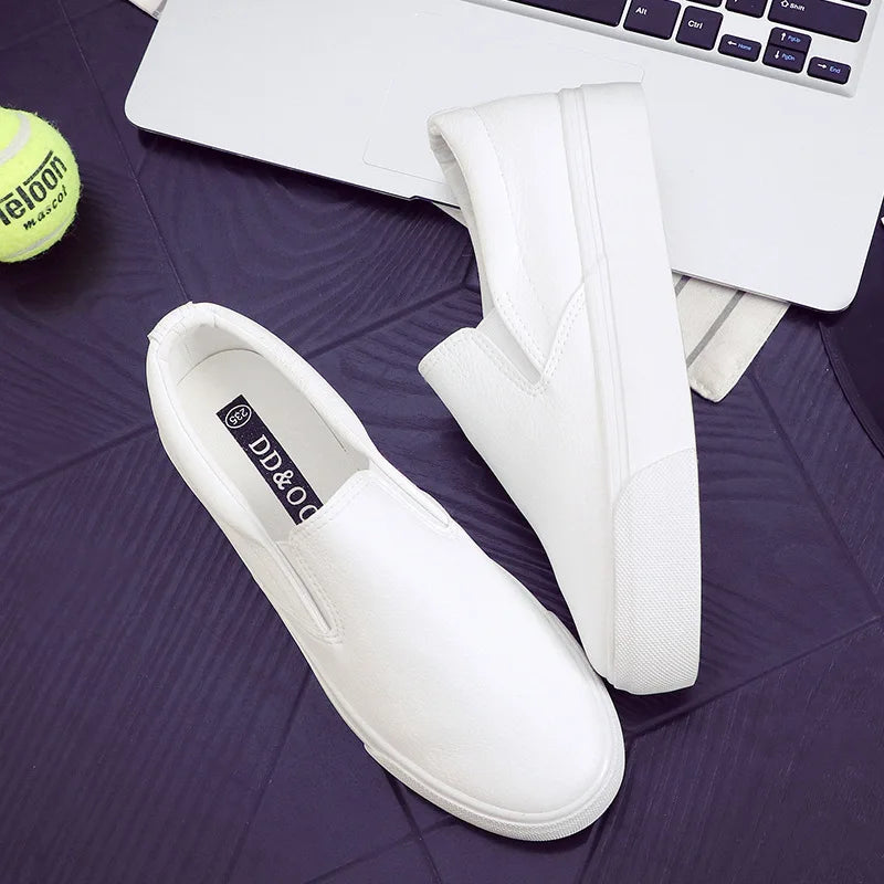 Mocasines de piel Comemore para mujer, tendencia primaveral, zapatos planos casuales, zapatos sin cordones de plataforma vulcanizados, zapatillas deportivas para mujer.