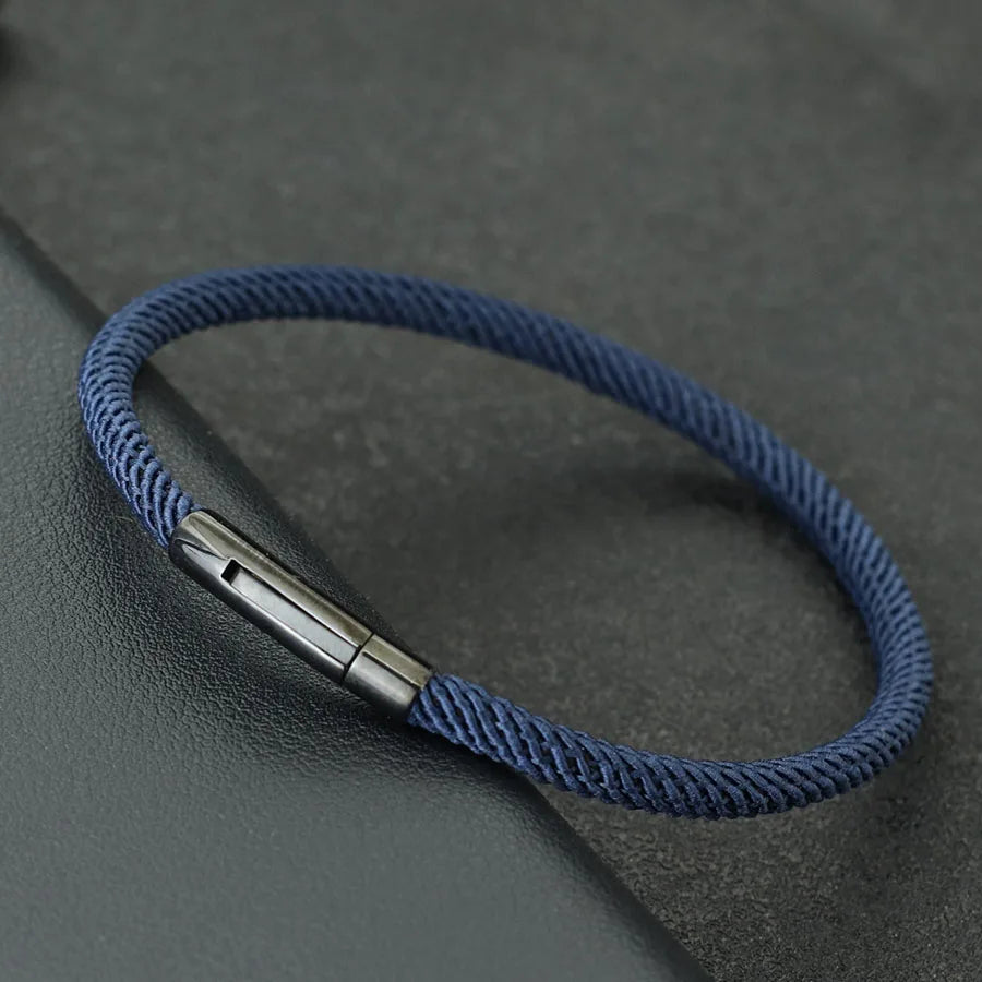 Pulsera minimalista elegante de cuerda para hombre, grado A, rosca de 4 mm