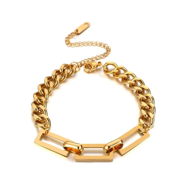 316L Stainless Steel New Trendy Gold Color Cuba Chain Charm Necklace Women Men Hip Hop Stainless Steel Cuban Minimalist Adjustab