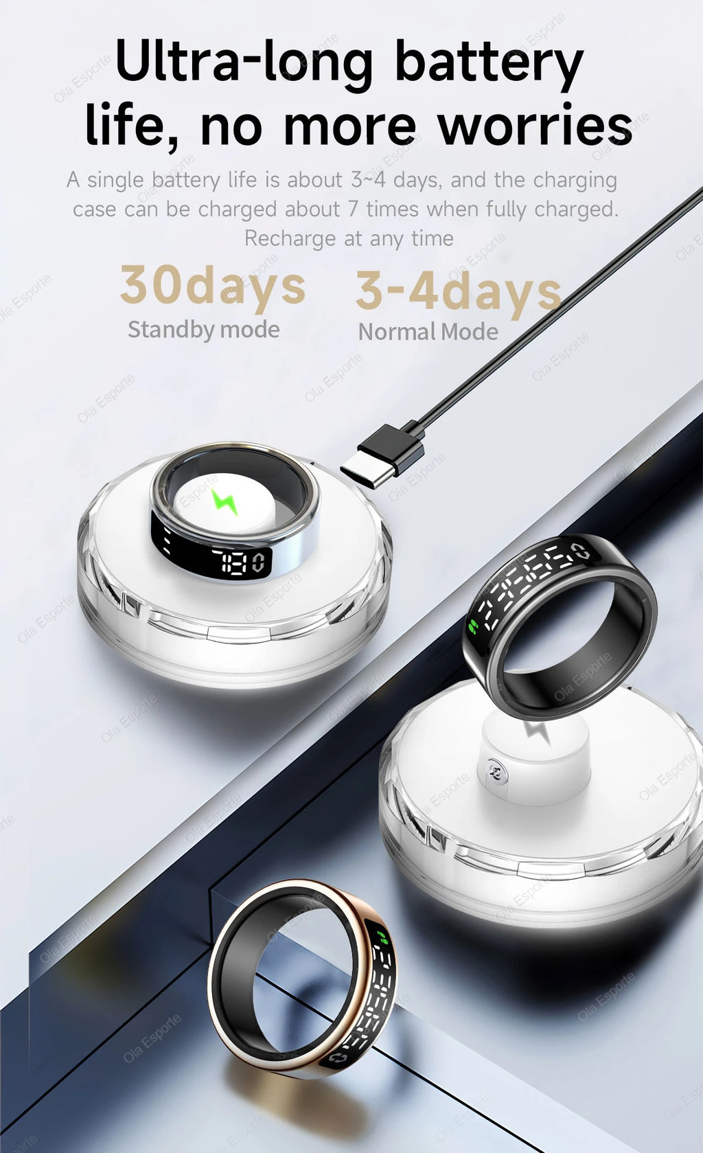 Anillo inteligente con pantalla táctil, gestor de salud, control por gestos y vídeo, resistente al agua hasta 5 ATM. Para hombres y mujeres. Nuevo anillo inteligente 2025.