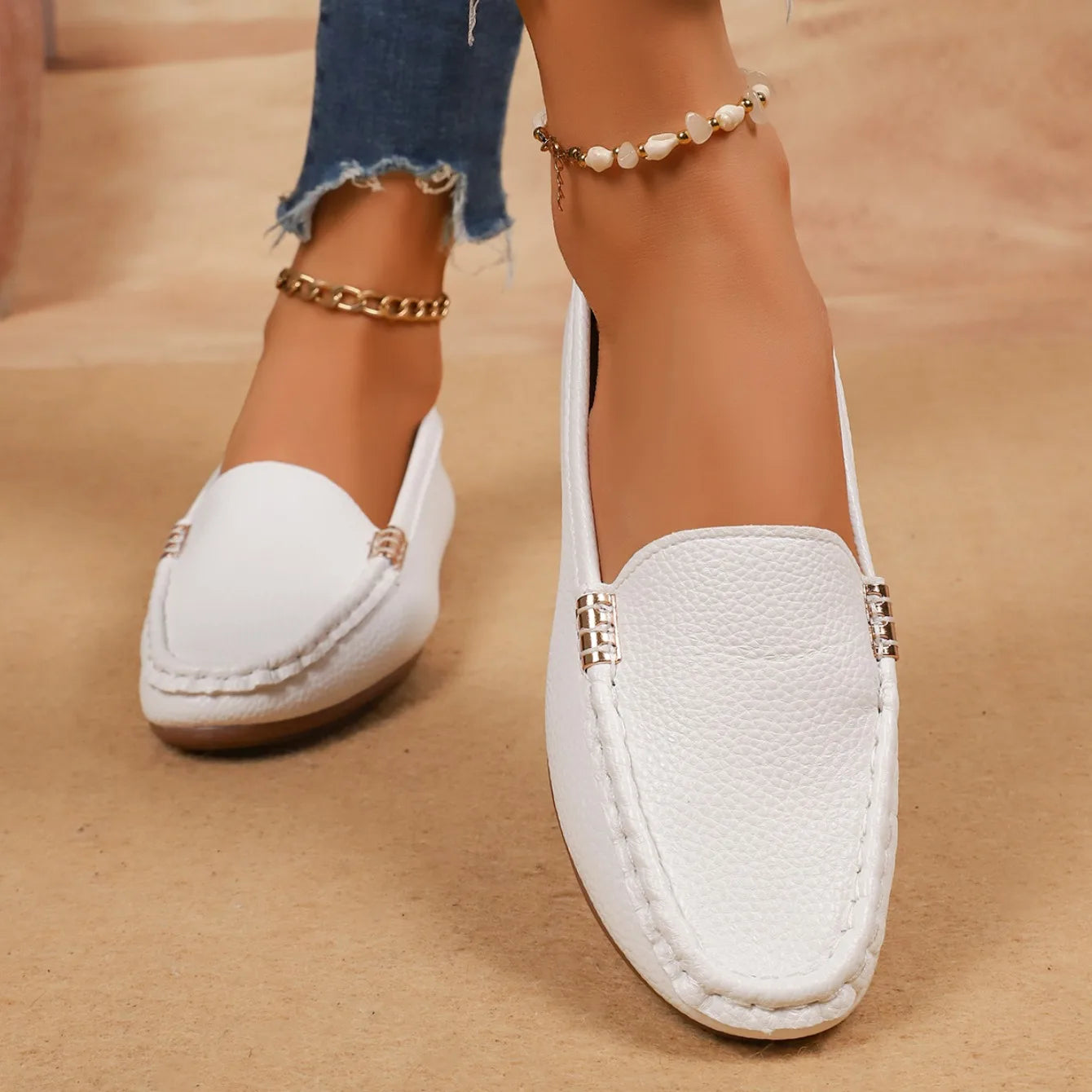 Zapatos de mujer tipo mocasín 2025, nuevos y ligeros, para mujer, zapatillas deportivas casuales y cómodas, zapatos planos tipo bailarina sin cordones para mujer.