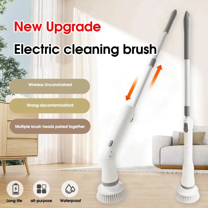 Cepillo de limpieza eléctrico giratorio 6 en 1 para cocina, baño y hogar. Herramienta multifuncional para la limpieza del hogar.