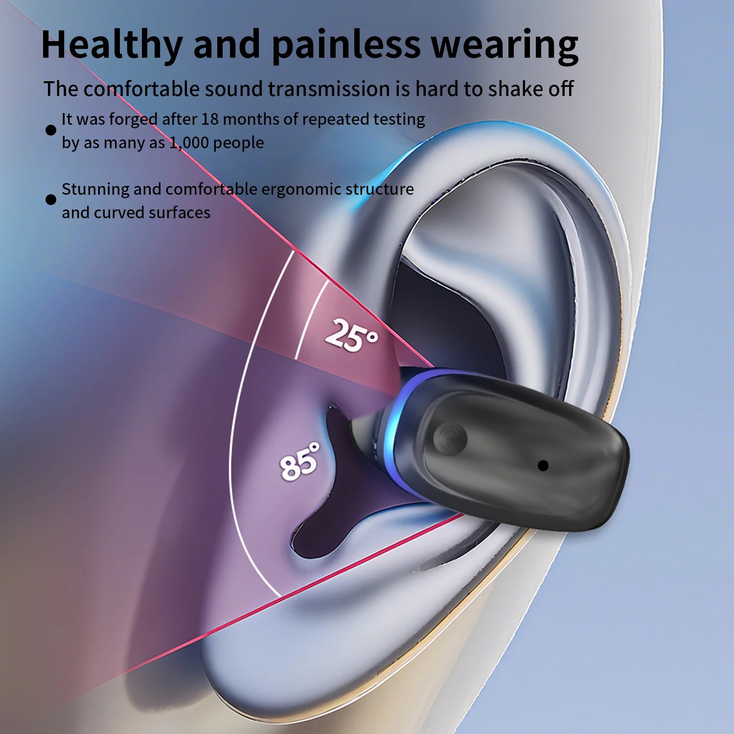 Auriculares inalámbricos Bluetooth de conducción ósea 5.3 con clip parlante, uso prolongado sin dolor, batería de muy larga duración