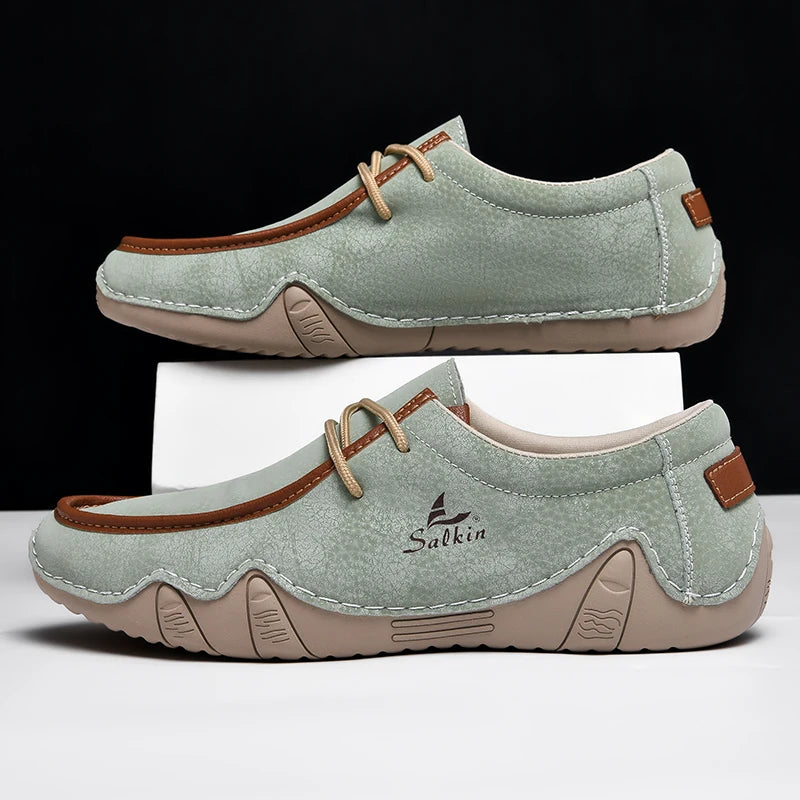 Zapatillas de moda para mujer, hechas a mano, de cuero, estilo casual, con plataforma, mocasines, transpirables, para conducir, tallas grandes.