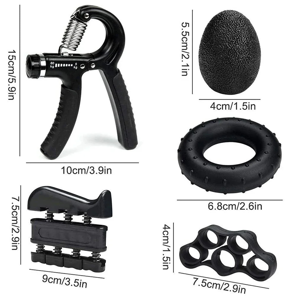 Entrenador de fortalecimiento de fuerza de agarre manual ajustable de 5 a 60 kg, juego completo con contador, ejercitador de muñeca, antebrazo y mano para fortalecer los músculos.