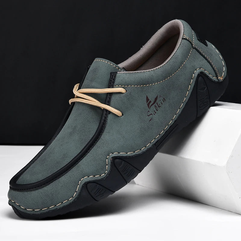 Zapatillas de moda para mujer, hechas a mano, de cuero, estilo casual, con plataforma, mocasines, transpirables, para conducir, tallas grandes.
