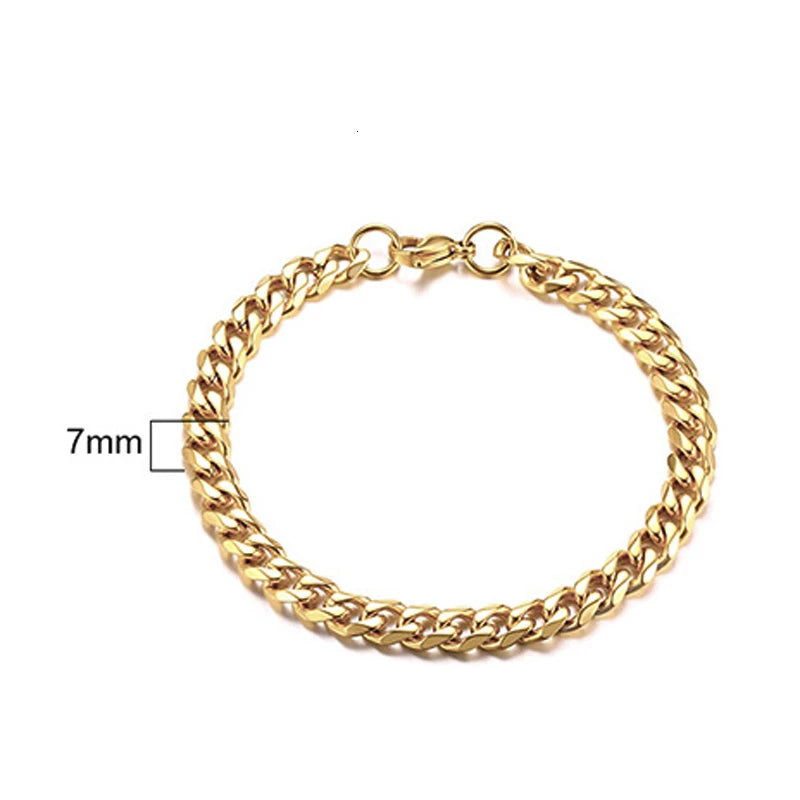 Pulsera de cadena cubana para hombres, mujeres y parejas, pulseras de acero inoxidable de 3 a 11 mm para novio, esposo o amante.