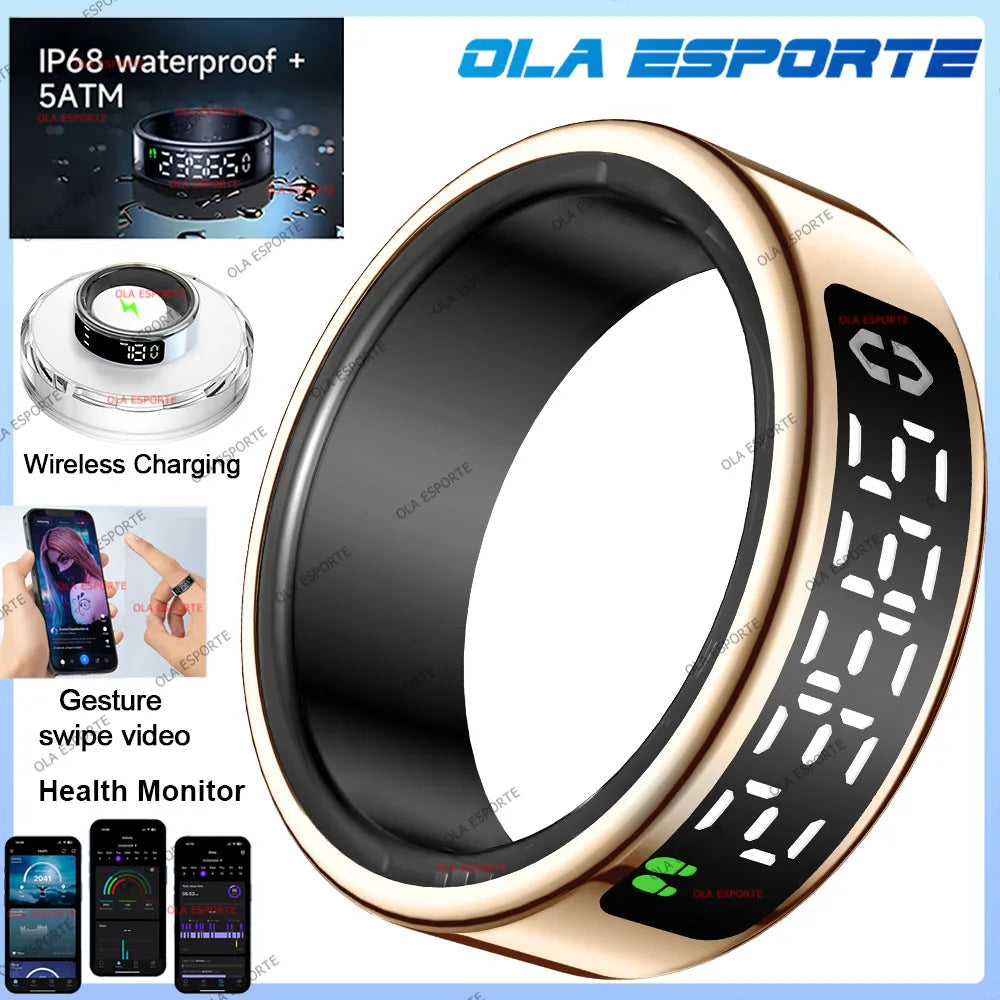 Anillo inteligente con pantalla táctil, gestor de salud, control por gestos y vídeo, resistente al agua hasta 5 ATM. Para hombres y mujeres. Nuevo anillo inteligente 2025.
