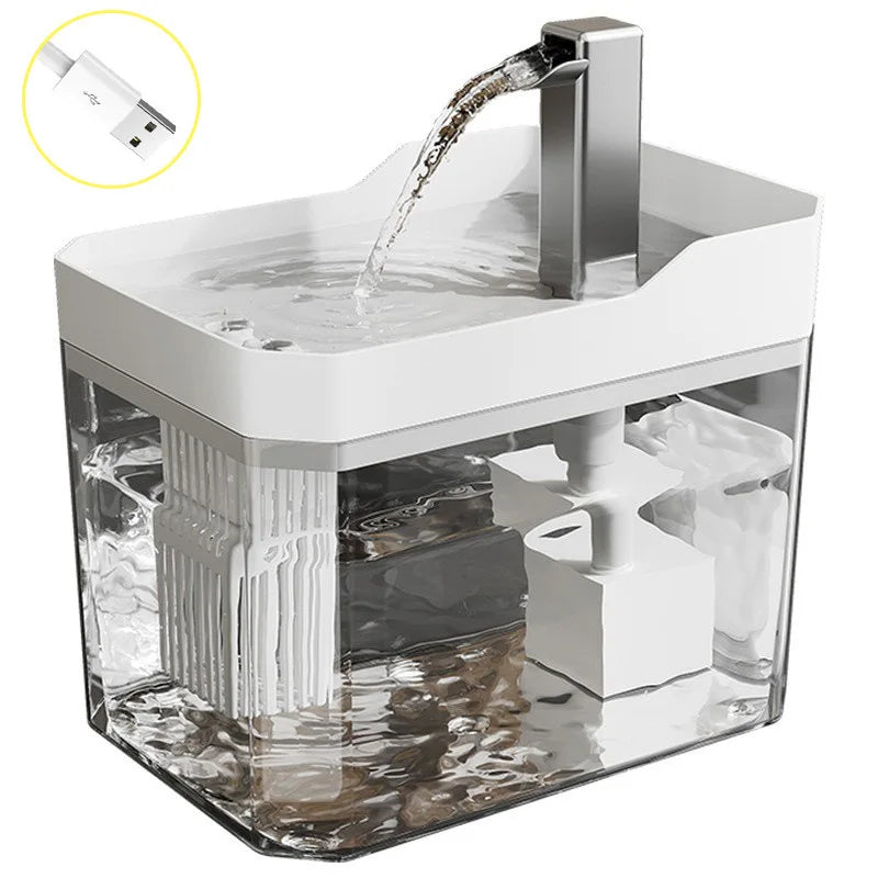Fuente de agua automática para mascotas de 1,5 L con filtro, bebedero silencioso para gatos, dispensador de agua móvil para mascotas, suministros para la alimentación de perros y gatos.