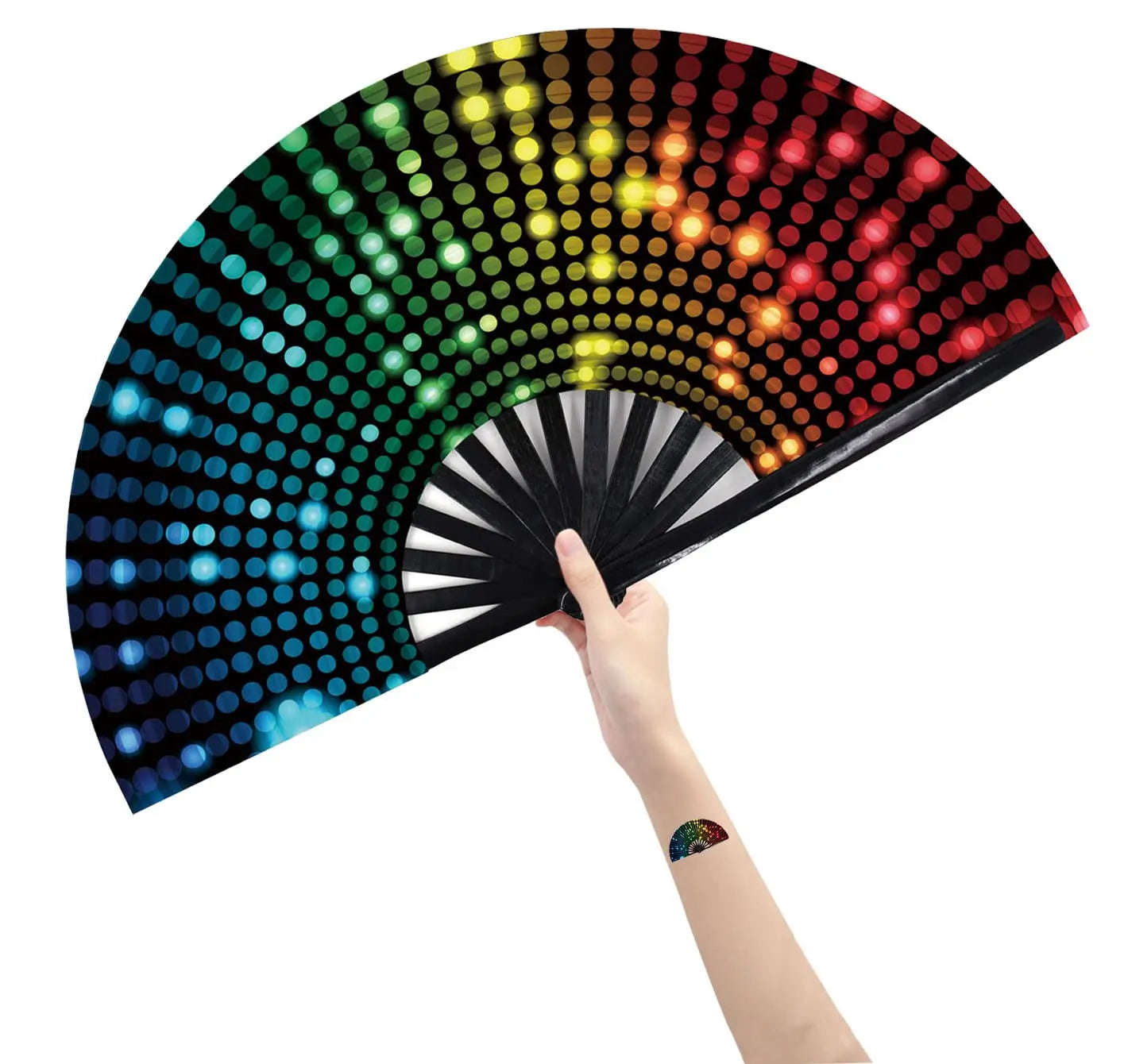 Abanico Rave para Festivales, Abanicos de Mano, Abanico Kung Fu Plegable, Abanico Phantom Clack Grande, Abanicos Plegables, Abanicos de Mano Artesanales para Fiestas y Baile en Línea