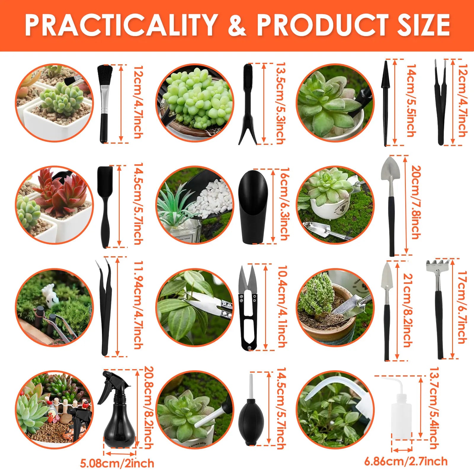 Kit de herramientas para mini macetas de 13/16 piezas para plantas suculentas de jardín con tapete para trasplante de bonsáis de interior y plántulas en miniatura