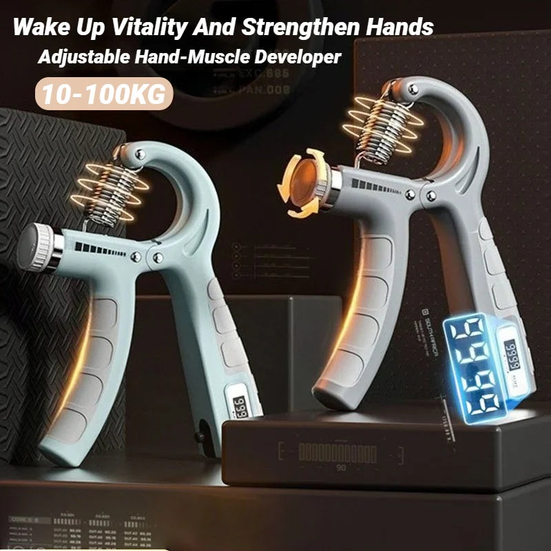 Entrenador fortalecedor de agarre manual ajustable de 10 a 100 kg con contrapeso para muñeca y antebrazo, y ejercitador para el desarrollo muscular.