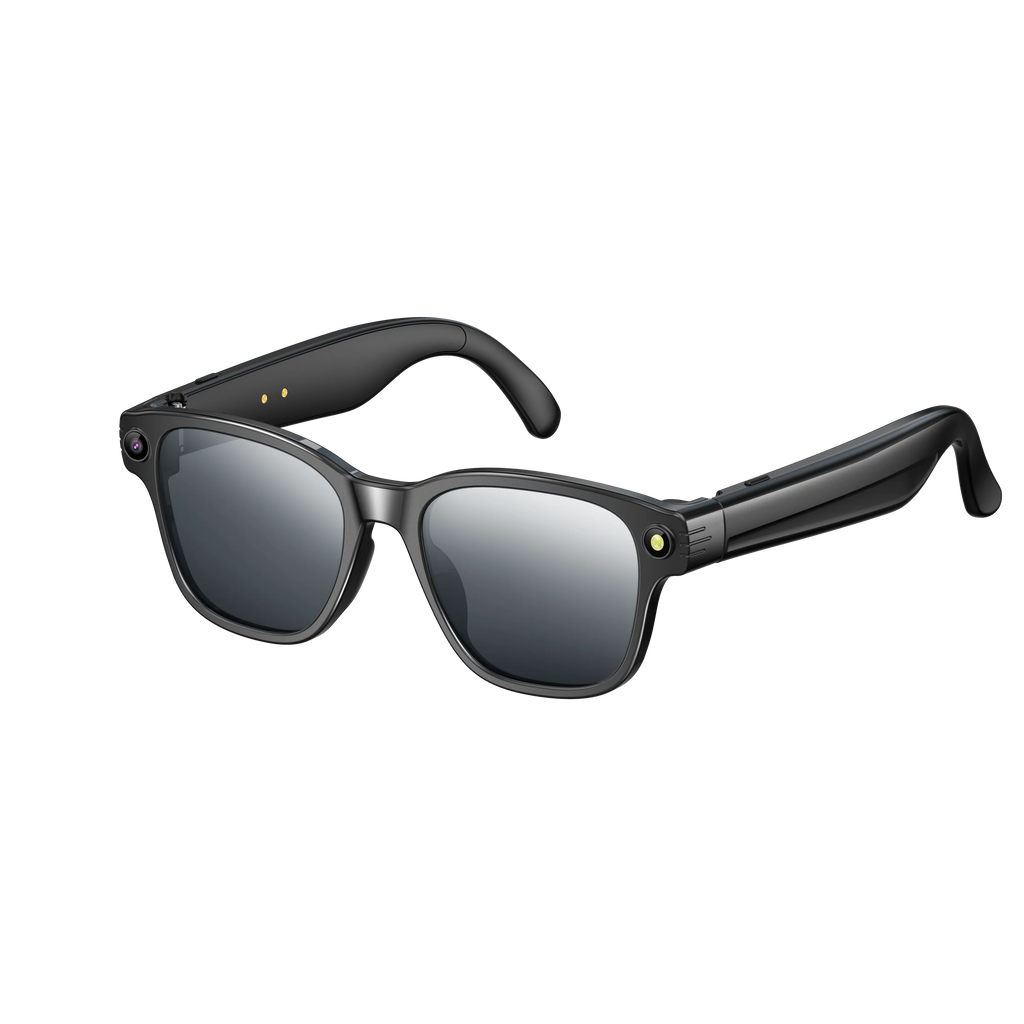 Gafas inteligentes con cámara HD de 8 MP, vídeo HD antivibración de 1200p, asistente de voz inteligente con IA, traducción en tiempo real y reconocimiento de objetos.