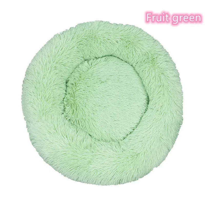 Cama para gatos de pelo largo ultrasuave, de felpa lavable, cama relajante tipo donut, cómoda y funcional.