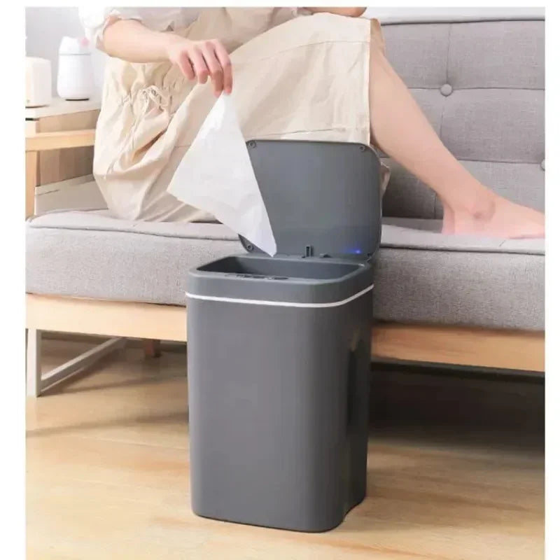 Cubo de basura inteligente de 12-16 litros con sensor automático, contenedor eléctrico impermeable para cocina y baño, para reciclaje y basura.