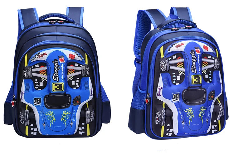Mochila infantil personalizada con diseño de coche 3D para niño, divertida mochila escolar de dibujos animados para niños, mochila elegante para niños, duradera e impermeable.