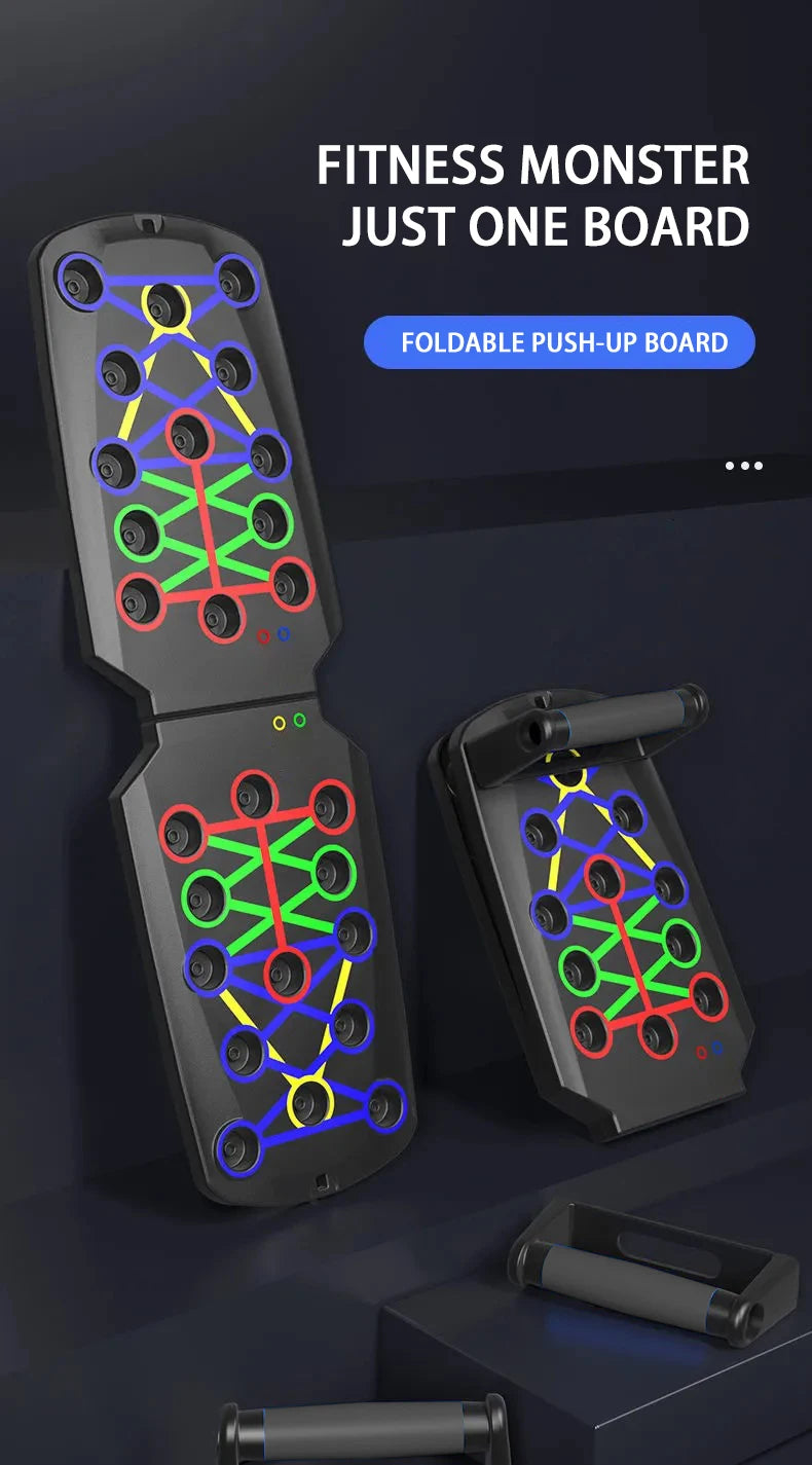 Juego de tabla de flexiones multifuncional portátil con asas, plegable, para entrenamiento de pecho, abdomen, brazos y espalda.