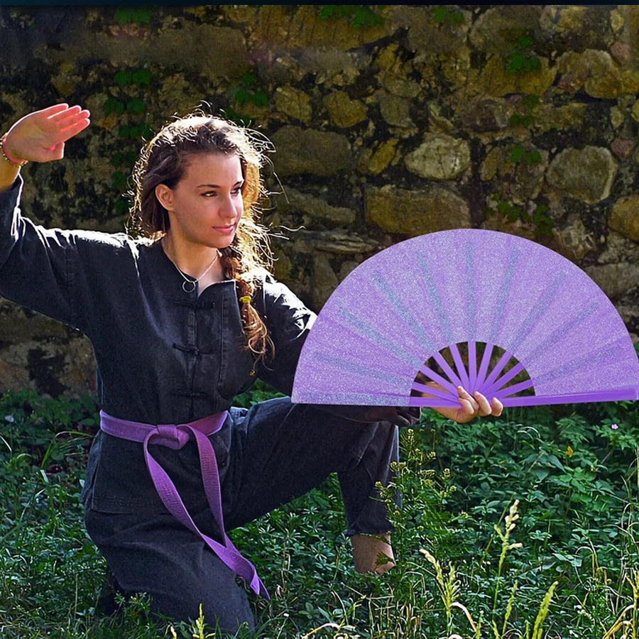 Abanico de mano plegable grande, abanico popping para baile en línea, abanicos para aplaudir, abanicos para festivales, abanicos para bailar en el suelo, festival de música, fiesta.