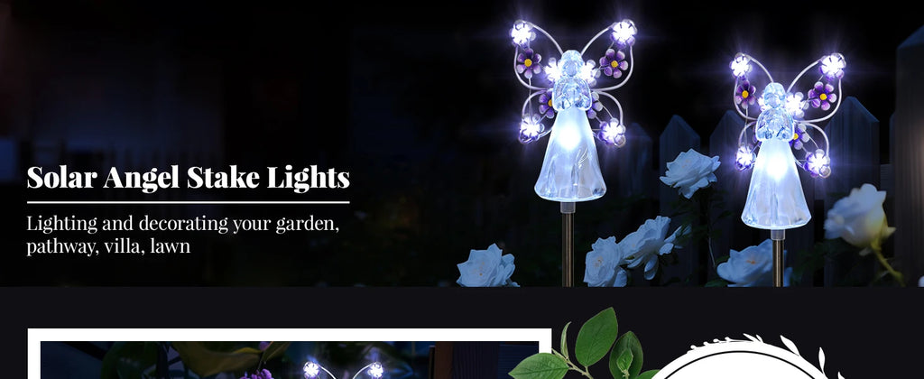 Luz solar de jardín con forma de ángel, luz solar decorativa para exteriores, impermeable, para caminos, tumbas, cementerios, regalo de condolencia
