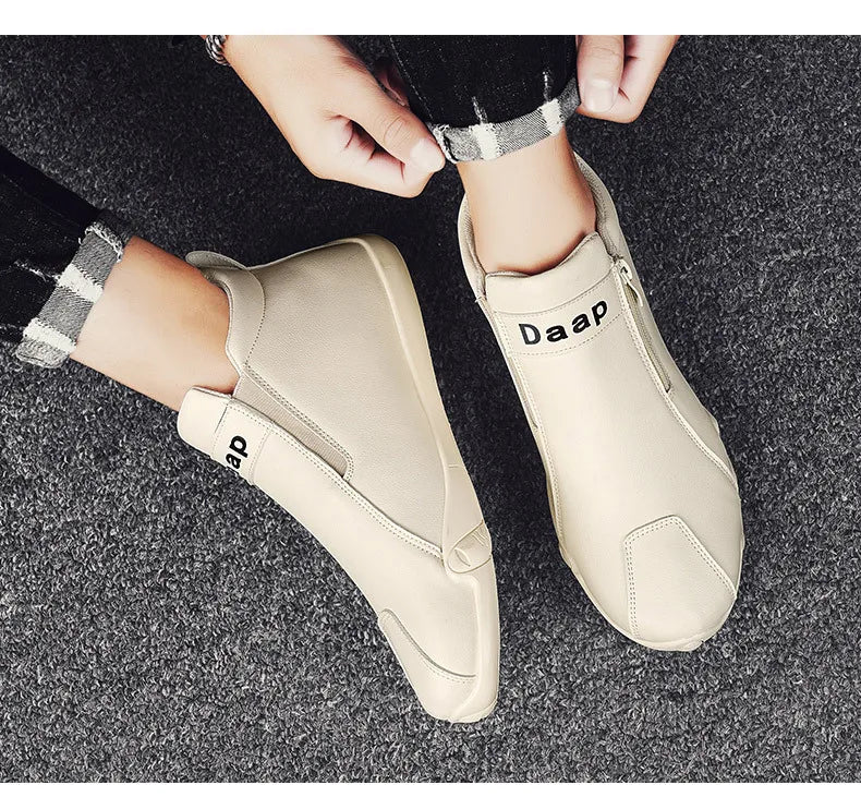 Zapatos casuales nuevos para hombre 2024, botines de lujo con punta redonda, zapatos ligeros sin cordones para caminar, zapatillas altas cómodas para hombre, ideales para actividades al aire libre.