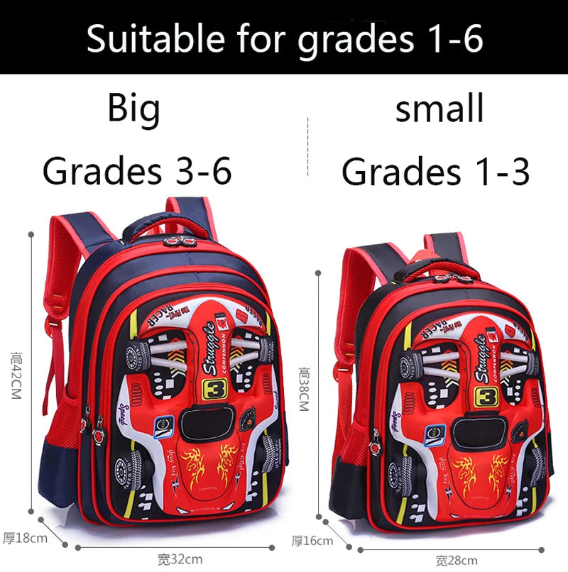 Mochila infantil personalizada con diseño de coche 3D para niño, divertida mochila escolar de dibujos animados para niños, mochila elegante para niños, duradera e impermeable.