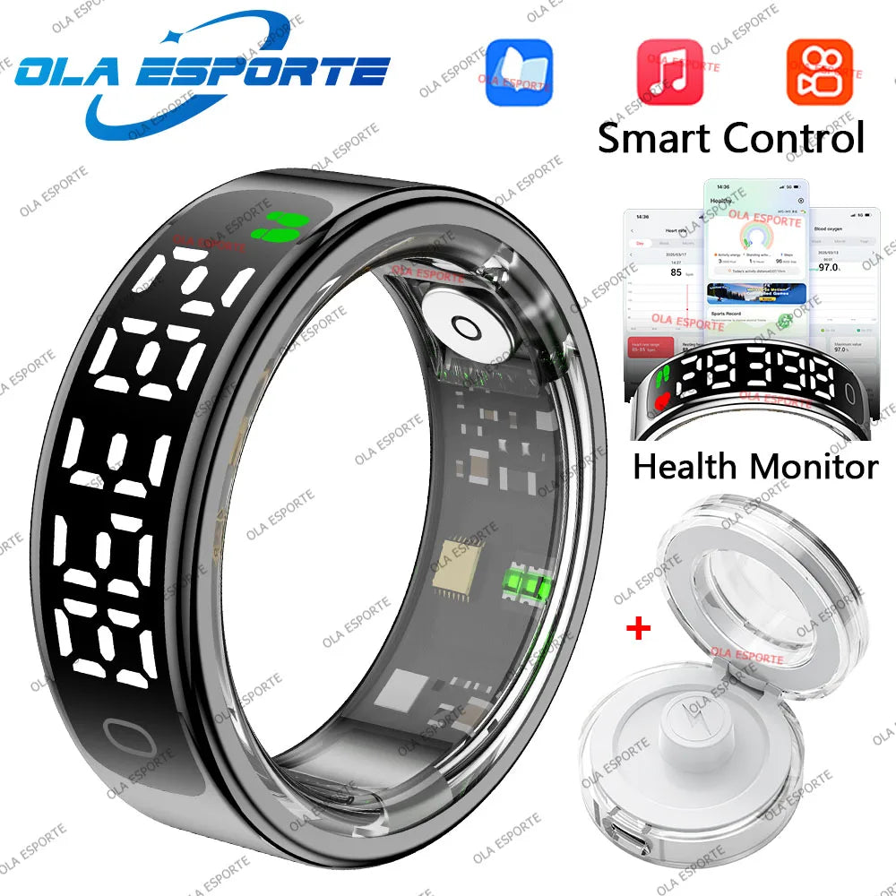 Anillo inteligente 2026 con pantalla táctil, carga inalámbrica, control inteligente, gestor de salud y resistencia al agua de 5 ATM para hombres y mujeres. Nuevos anillos.