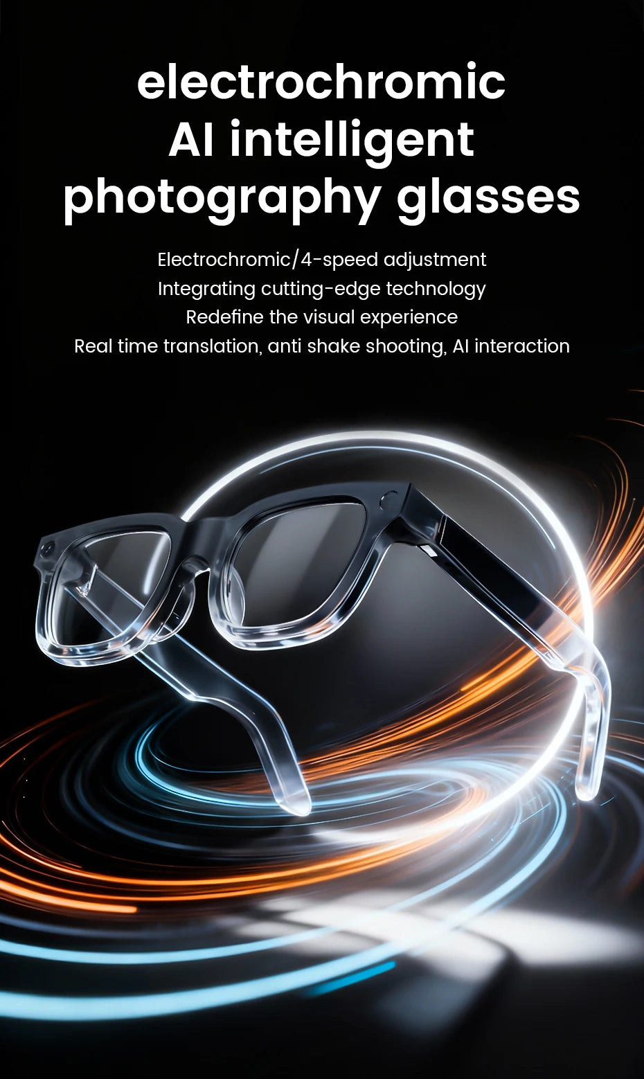 Gafas inteligentes 2026 800W HD Foto Video Grabación IA Traducción Lentes fotocromáticas táctiles Llamadas Bluetooth Música Gafas multifunción