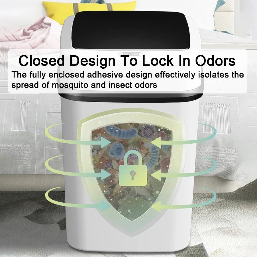 Cubo de basura automático inteligente de 13/15 litros para cocina y baño con tapa y sensor inteligente.