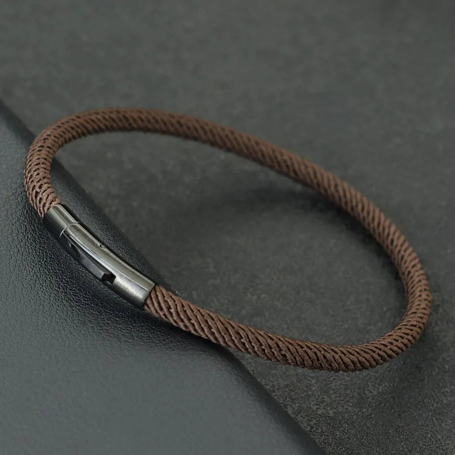 Pulsera minimalista elegante de cuerda para hombre, grado A, rosca de 4 mm