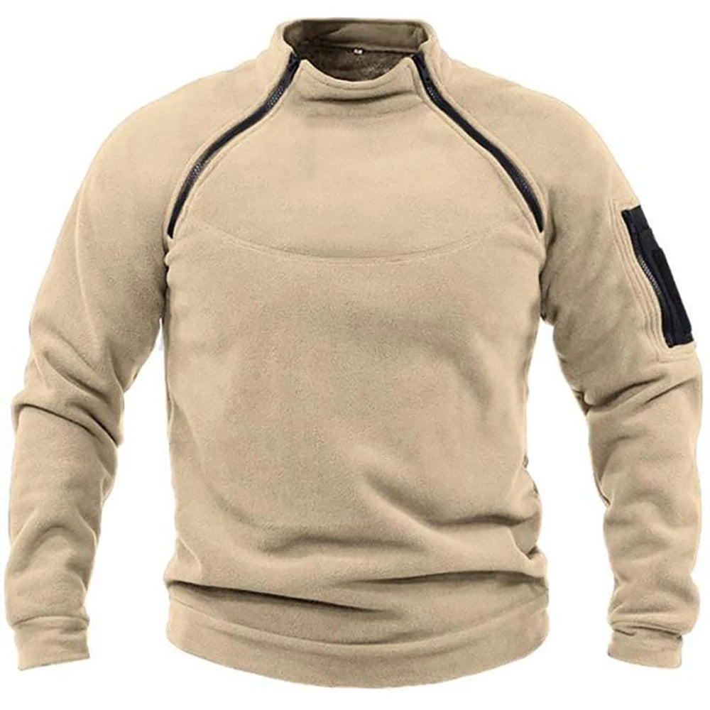 Sudadera táctica con capucha para hombre, estilo militar, para actividades al aire libre, manga larga, con cremallera, forro polar, resistente al viento, térmica, para senderismo, camping y uso militar.