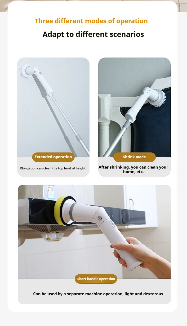 Cepillo de limpieza eléctrico giratorio 6 en 1 para cocina, baño y hogar. Herramienta multifuncional para la limpieza del hogar.