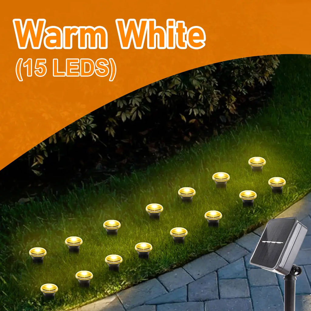 Lámpara solar LED para jardín y caminos, 15/30 LED, 8 modos, resistente al agua, para exteriores, ideal para camping, bodas, Navidad y otras festividades.